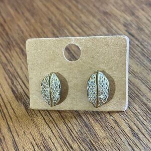 Gold and Silver‎ Rhinestones Delicate Leaf Stud Earrings